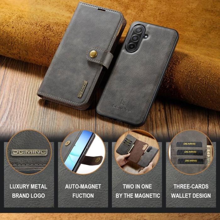 DG.MING - DG.MING Samsung Galaxy A17 5G Fodral Delbart Läder - Grå
