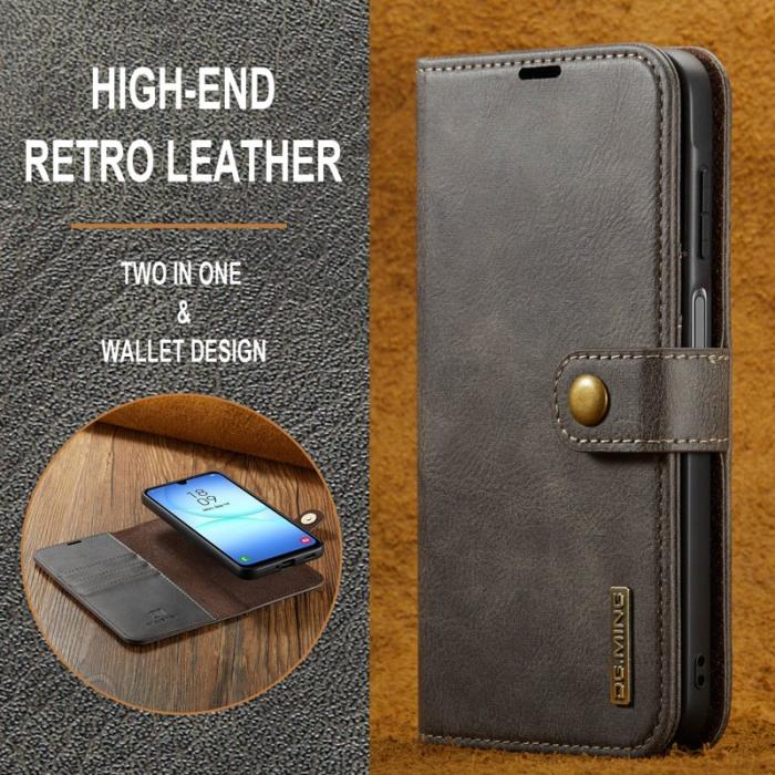 DG.MING - DG.MING Samsung Galaxy A17 5G Fodral Delbart Läder - Grå