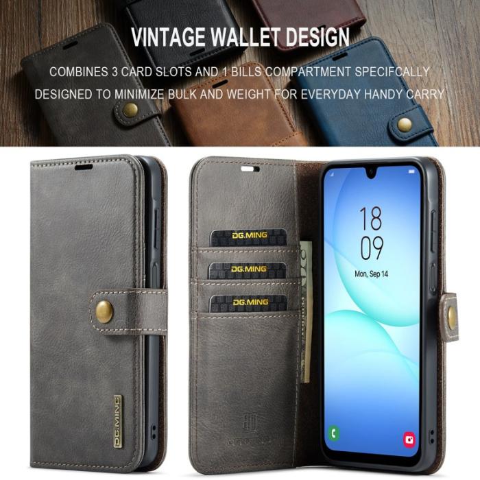 DG.MING - DG.MING Samsung Galaxy A17 5G Fodral Delbart Läder - Grå