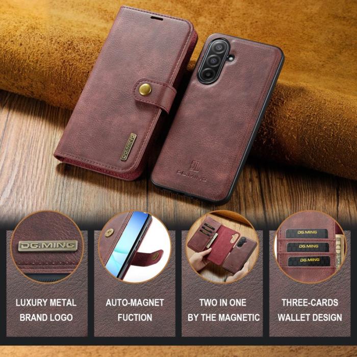 DG.MING - DG.MING Samsung Galaxy A17 5G Fodral Delbart Läder Röd