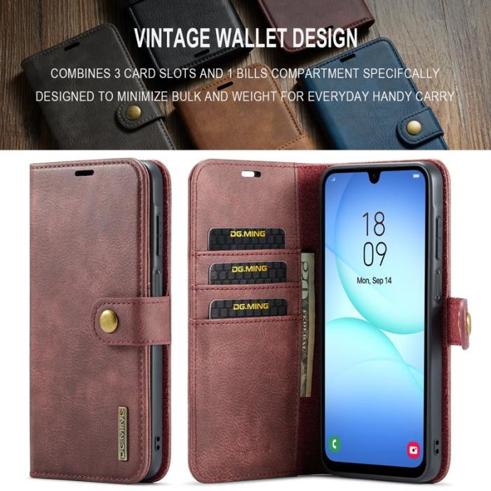 DG.MING - DG.MING Samsung Galaxy A17 5G Fodral Delbart Läder Röd