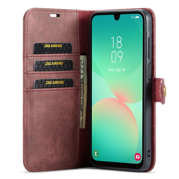 DG.MING - DG.MING Samsung Galaxy A26 5G Skal Delbart Läder Röd