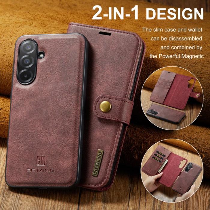 DG.MING - DG.MING Samsung Galaxy A26 5G Skal Delbart Läder Röd