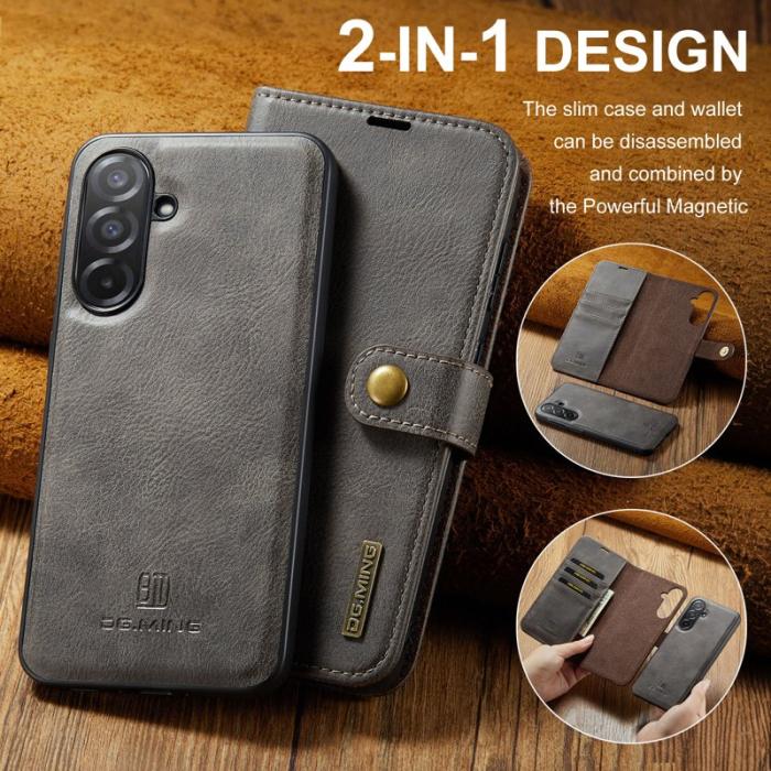 DG.MING - DG.MING Samsung Galaxy A26 5G Skal Delbart Läderfodral Grå