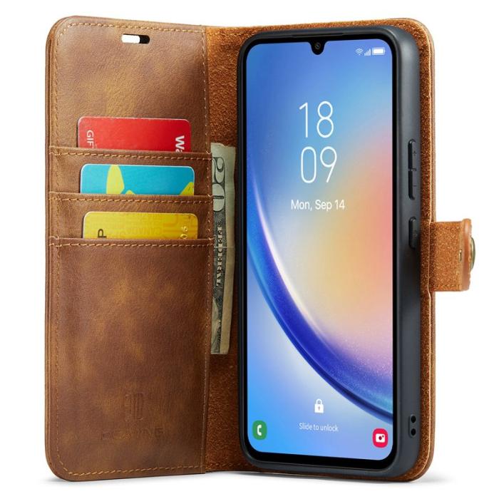 DG.MING - DG.MING Samsung Galaxy A34 5G Fodral Läder Magnetisk Brun