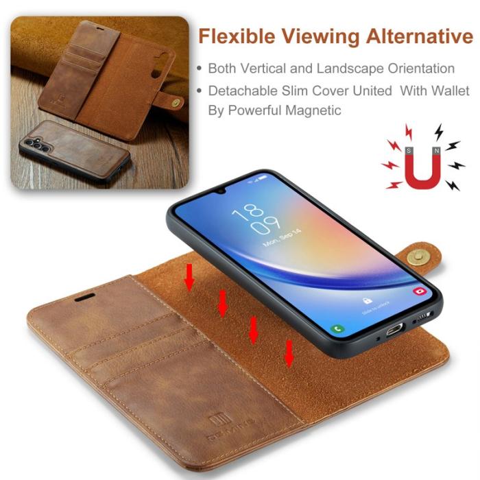 DG.MING - DG.MING Samsung Galaxy A34 5G Fodral Läder Magnetisk Brun