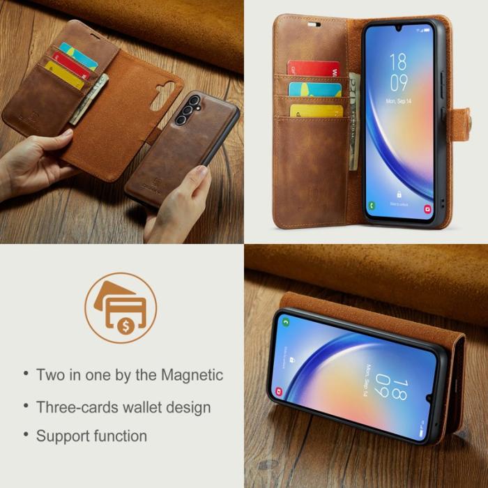 DG.MING - DG.MING Samsung Galaxy A34 5G Fodral Läder Magnetisk Brun