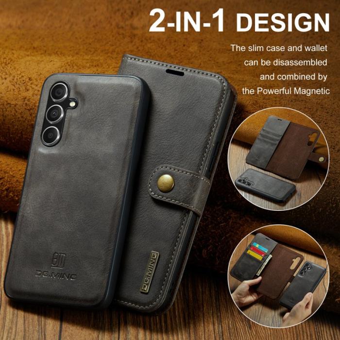 DG.MING - DG.MING Samsung Galaxy A35 5G Wallet Case Grå Skinnfodral