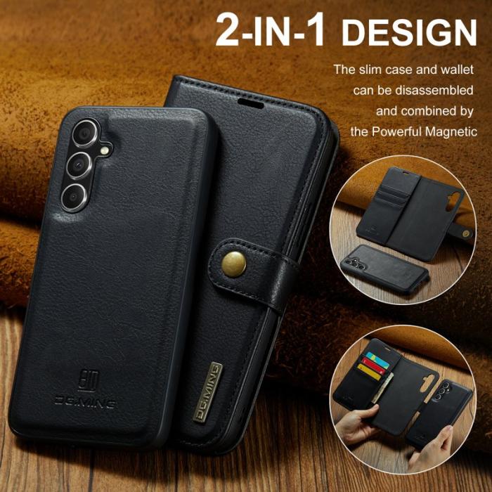DG.MING - DG.MING Samsung Galaxy A35 5G Wallet Case Läderfodral Svart