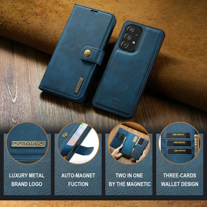 DG.MING - DG.MING Samsung Galaxy A53 5G Fodral Läder Flip Wallet Blå