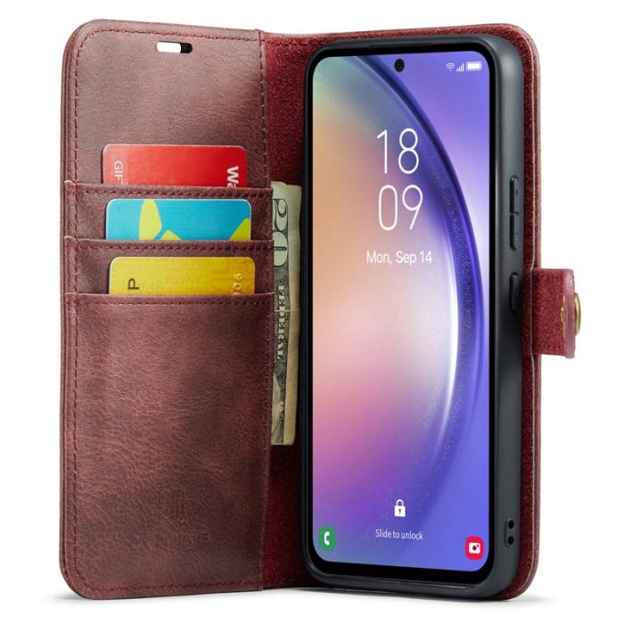 DG.MING - DG.MING Samsung Galaxy A54 5G Fodral i Röd Läder med Ställning