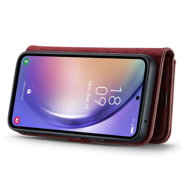 DG.MING - DG.MING Samsung Galaxy A54 5G Fodral i Röd Läder med Ställning
