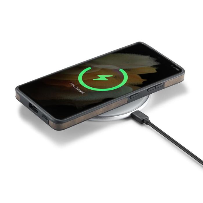 DG.MING - DG.MING Samsung Galaxy S21 Ultra 5G Skal Läder Coated Kaffe