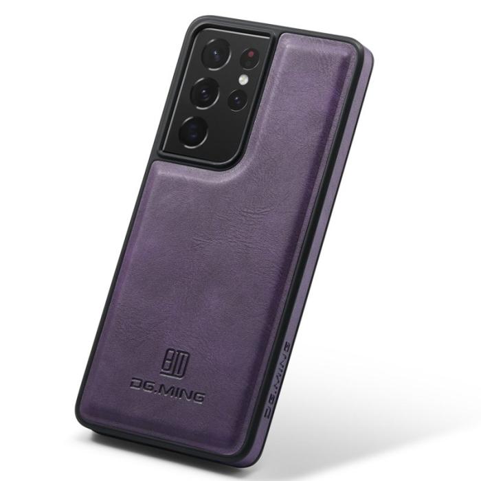DG.MING - DG.MING Samsung Galaxy S21 Ultra 5G Skal Läder Coating Lila