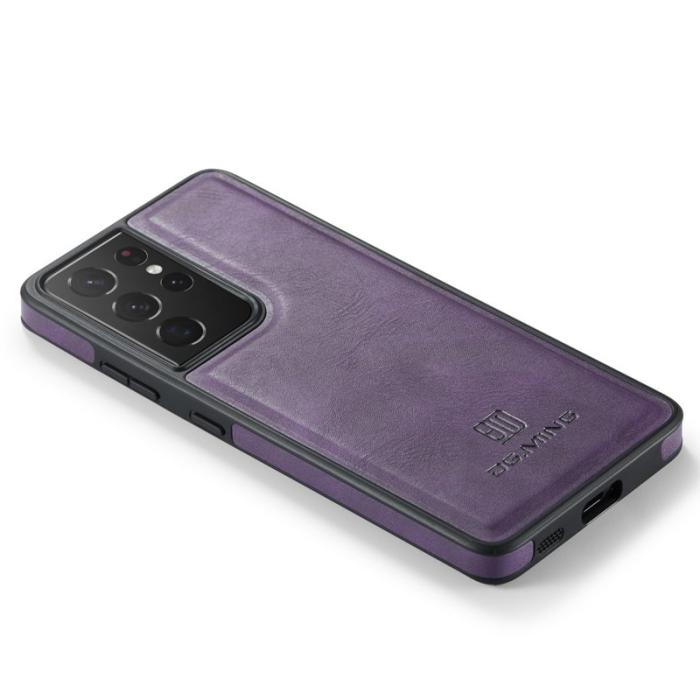DG.MING - DG.MING Samsung Galaxy S21 Ultra 5G Skal Läder Coating Lila