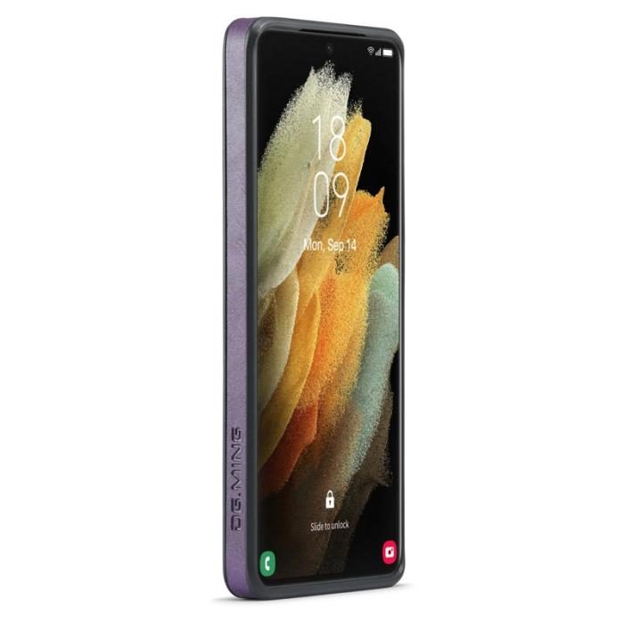 DG.MING - DG.MING Samsung Galaxy S21 Ultra 5G Skal Läder Coating Lila