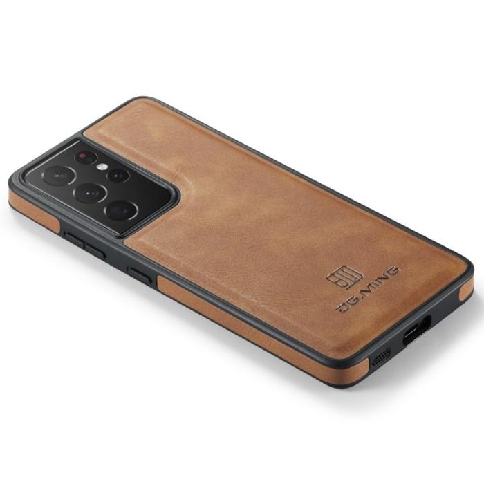 DG.MING - DG.MING Samsung Galaxy S21 Ultra Fodral Läder PC+TPU Brun