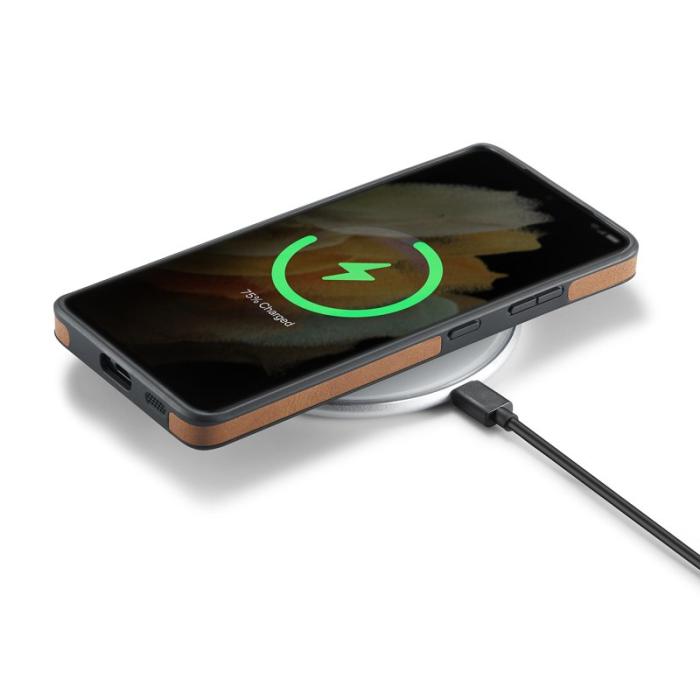 DG.MING - DG.MING Samsung Galaxy S21 Ultra Fodral Läder PC+TPU Brun