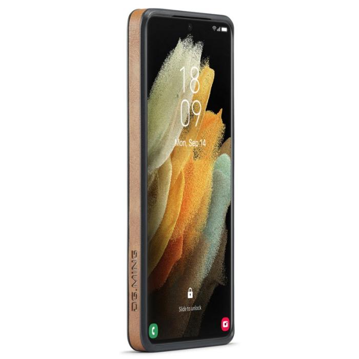 DG.MING - DG.MING Samsung Galaxy S21 Ultra Fodral Läder PC+TPU Brun