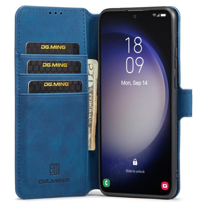 DG.MING - DG.MING Samsung Galaxy S23 Retro PU Läder Fodral - Blå