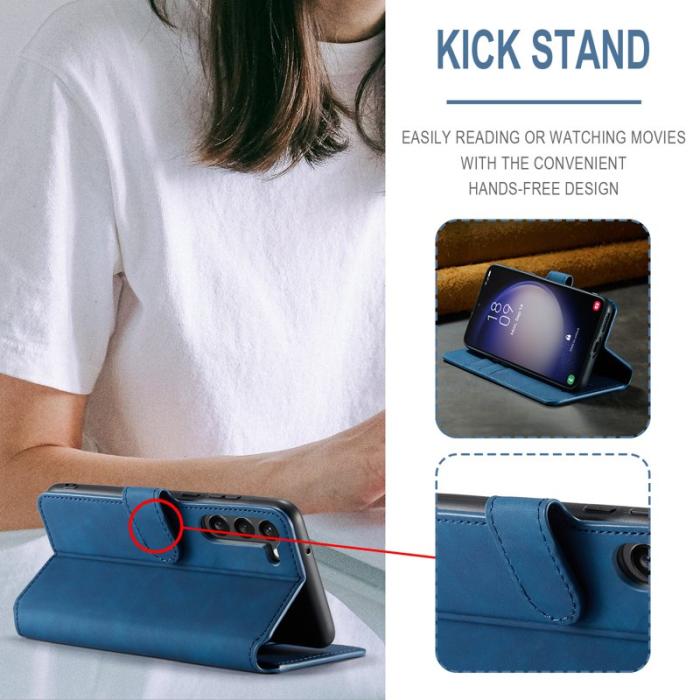 DG.MING - DG.MING Samsung Galaxy S23 Retro PU Läder Fodral - Blå