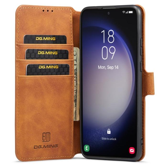 DG.MING - DG.MING Samsung Galaxy S23 Retro PU Läder Fodral - Brun