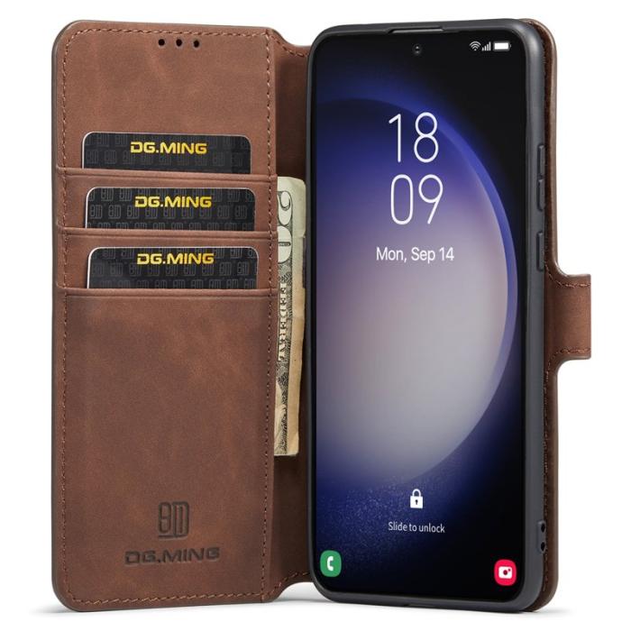 DG.MING - DG.MING Samsung Galaxy S23 Retro PU Läder Fodral - Kaffe