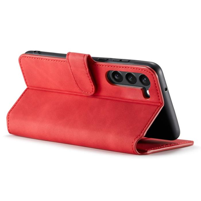 DG.MING - DG.MING Samsung Galaxy S23 Retro PU Läder Fodral Röd