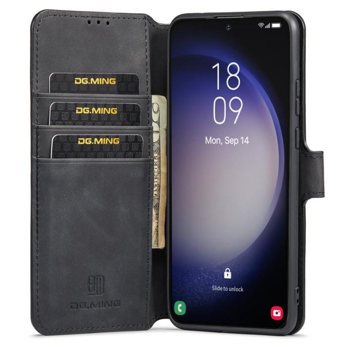 DG.MING - DG.MING Samsung Galaxy S23 Retro PU Läder Fodral Ställ - Svart