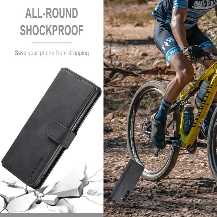 DG.MING - DG.MING Samsung Galaxy S23 Retro PU Läder Fodral Ställ - Svart