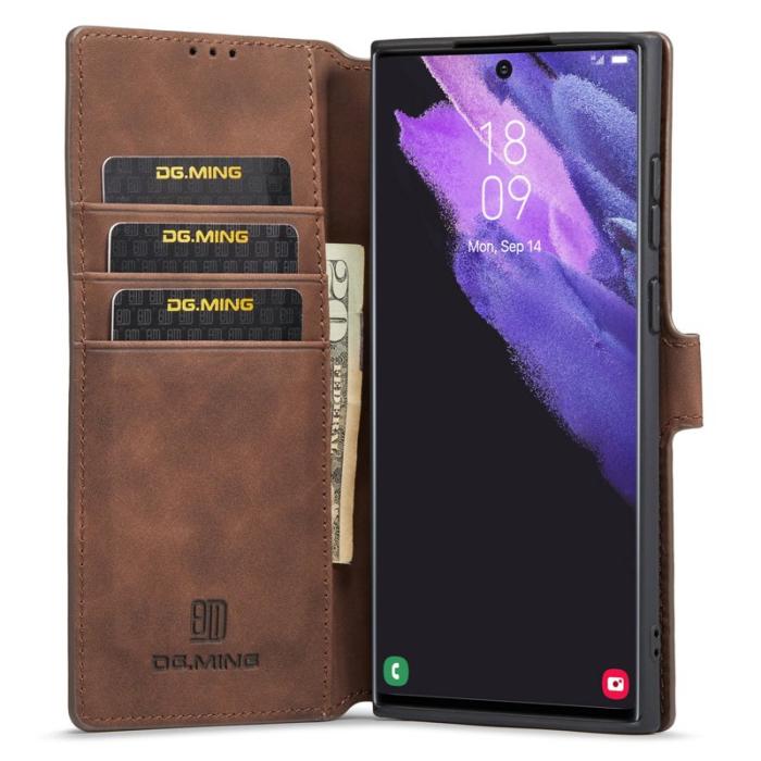 DG.MING - DG.MING Samsung Galaxy S23 Ultra Fodral Retro Läder Kaffe
