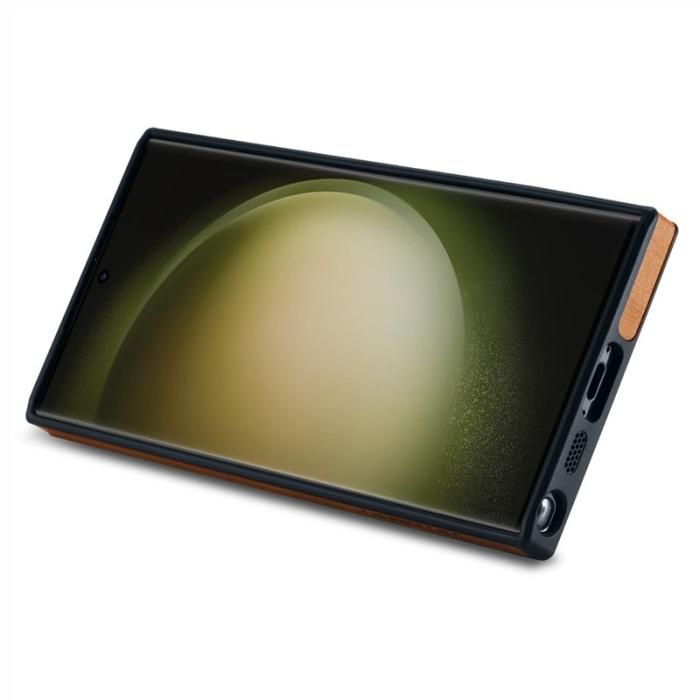 DG.MING - DG.MING Samsung Galaxy S23 Ultra Skal PU Läder + PC + TPU - Brun