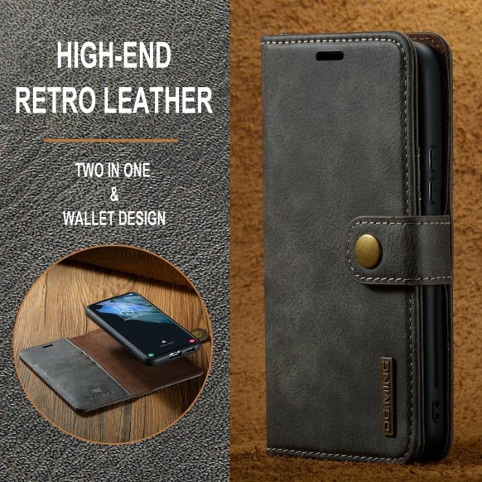 DG.MING - DG.MING Samsung Galaxy S24 Skal 2-i-1 Delbart Läder - Grå