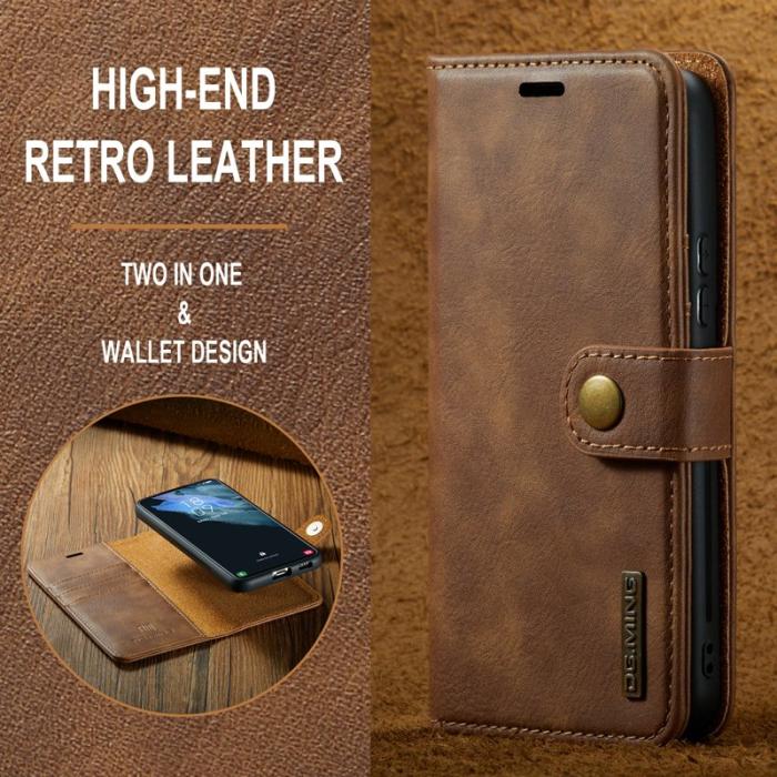 DG.MING - DG.MING Samsung Galaxy S24+ Skal Split Läder Plånbok Brun