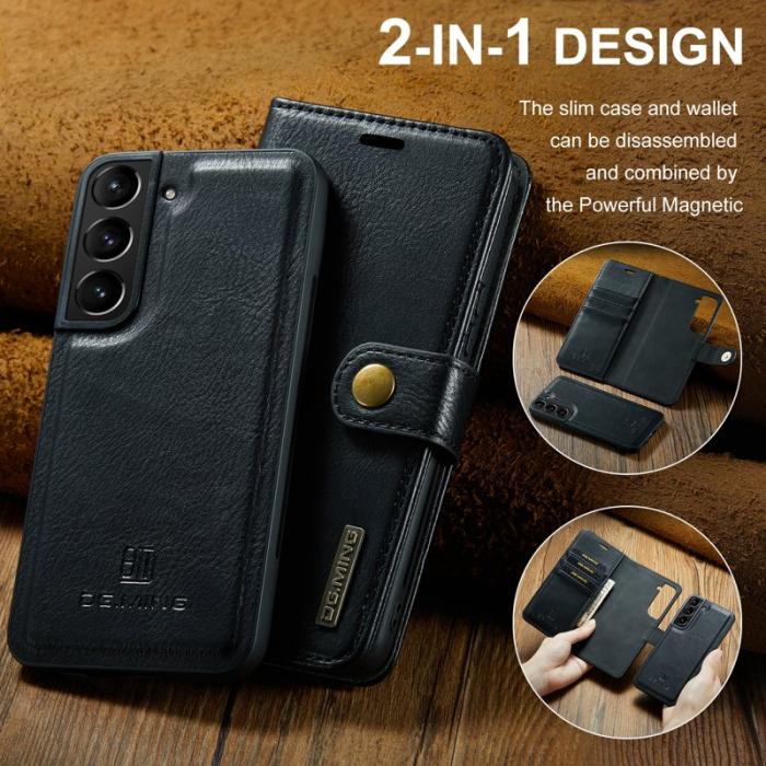 DG.MING - DG.MING Samsung Galaxy S24+ Skal Split Leather Wallet Svart