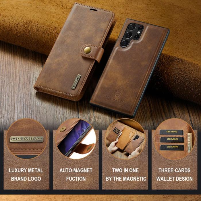 DG.MING - DG.MING Samsung Galaxy S24 Ultra Skal Läder Fodral Brun