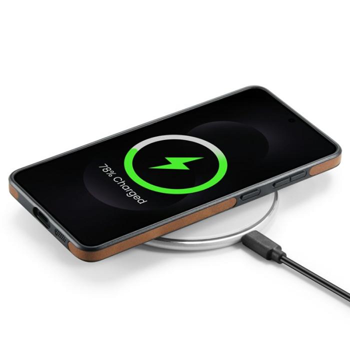 DG.MING - DG.MING Samsung Galaxy S25 Edge Skal Anti-Drop Läder Brun