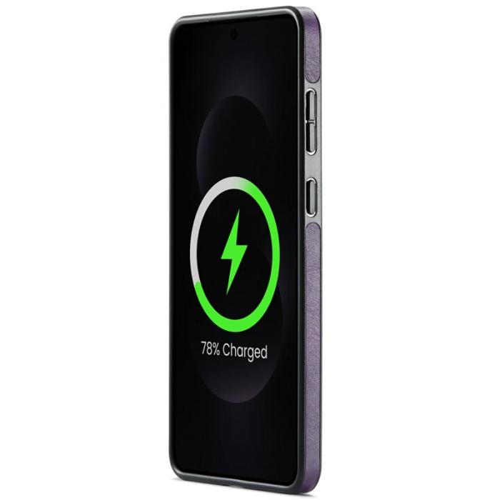 DG.MING - DG.MING Samsung Galaxy S25 Edge Skal Anti-Drop Läder Lila