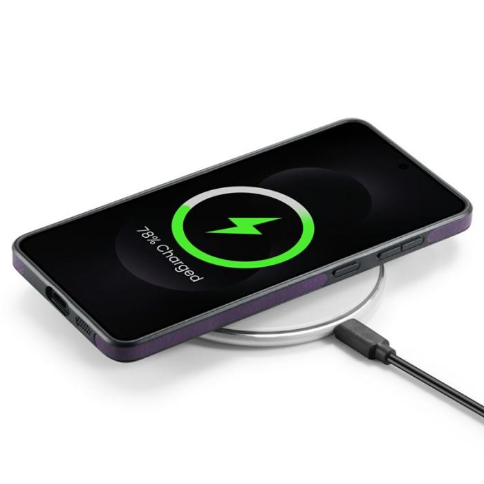 DG.MING - DG.MING Samsung Galaxy S25 Edge Skal Anti-Drop Läder Lila