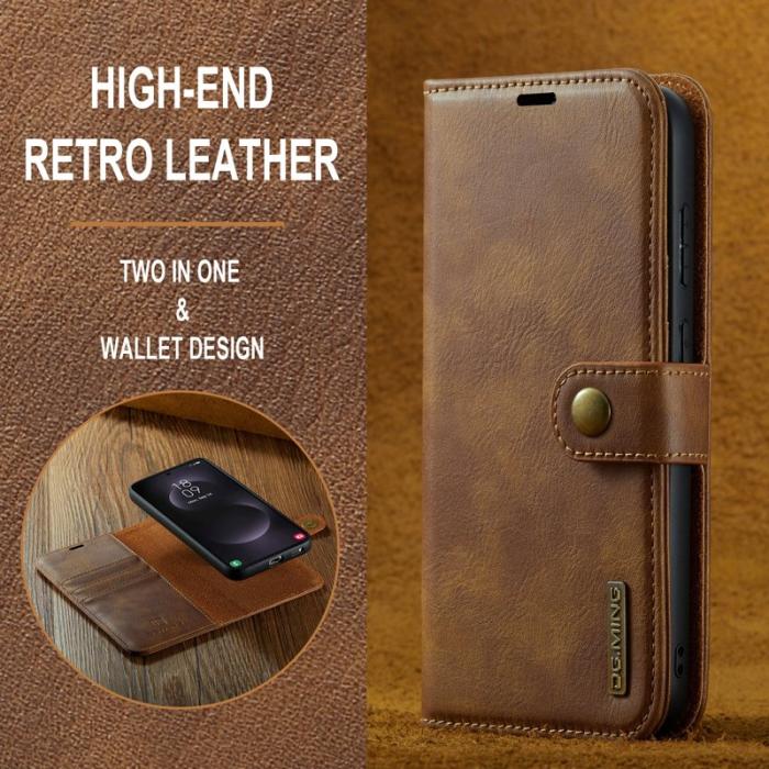 DG.MING - DG.MING Samsung Galaxy S25 Edge Skal Avtagbart Läder - Brun