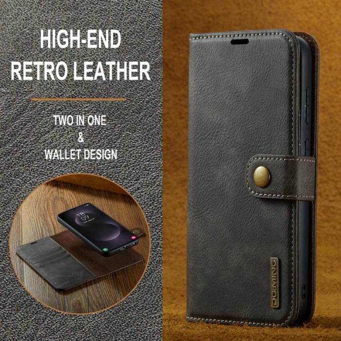 DG.MING - DG.MING Samsung Galaxy S25 Edge Skal Avtagbart Läder - Grå