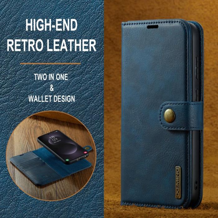 DG.MING - DG.MING Samsung Galaxy S25 Edge Skal Delbart Läder - Blå