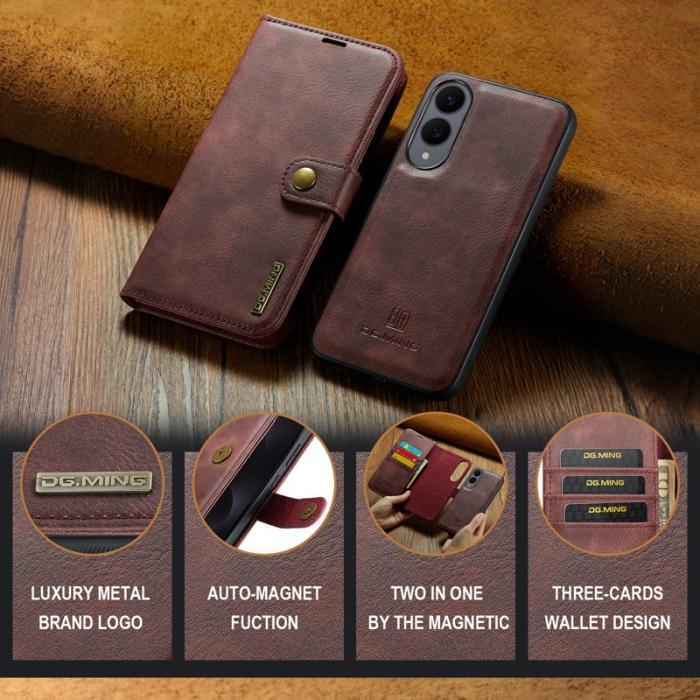 DG.MING - DG.MING Samsung Galaxy S25 Edge Skal Delbart Läder Röd