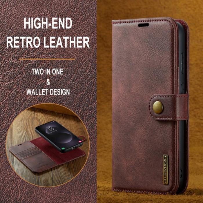 DG.MING - DG.MING Samsung Galaxy S25 Edge Skal Delbart Läder Röd