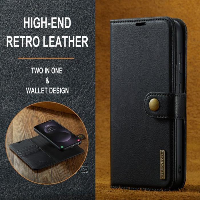 DG.MING - DG.MING Samsung Galaxy S25 Edge Skal Detachable Läder - Svart