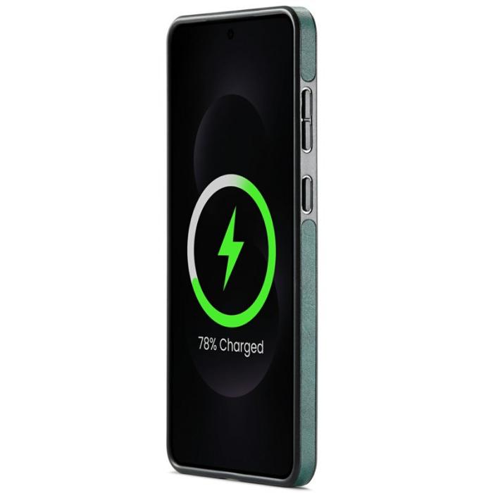 DG.MING - DG.MING Samsung Galaxy S25 Edge Skal i Grön Läder och TPU