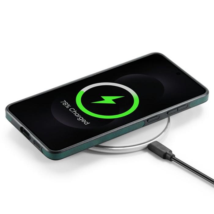 DG.MING - DG.MING Samsung Galaxy S25 Edge Skal i Grön Läder och TPU