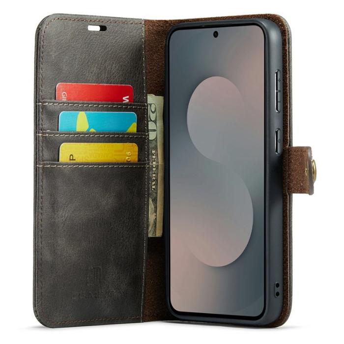 DG.MING - DG.MING Samsung Galaxy S25 FE Skal Delbart Läderfodral Grå