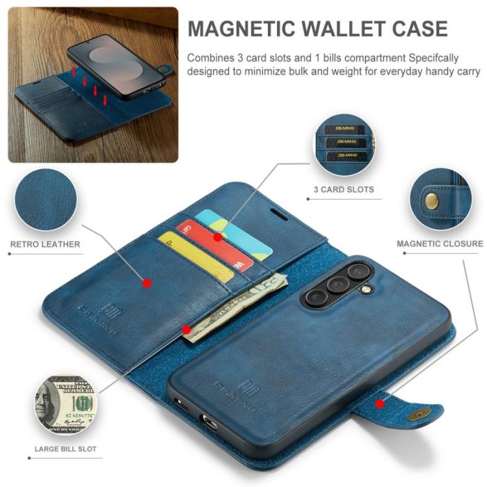 DG.MING - DG.MING Samsung Galaxy S25 FE Skal Detachable Läder - Blå