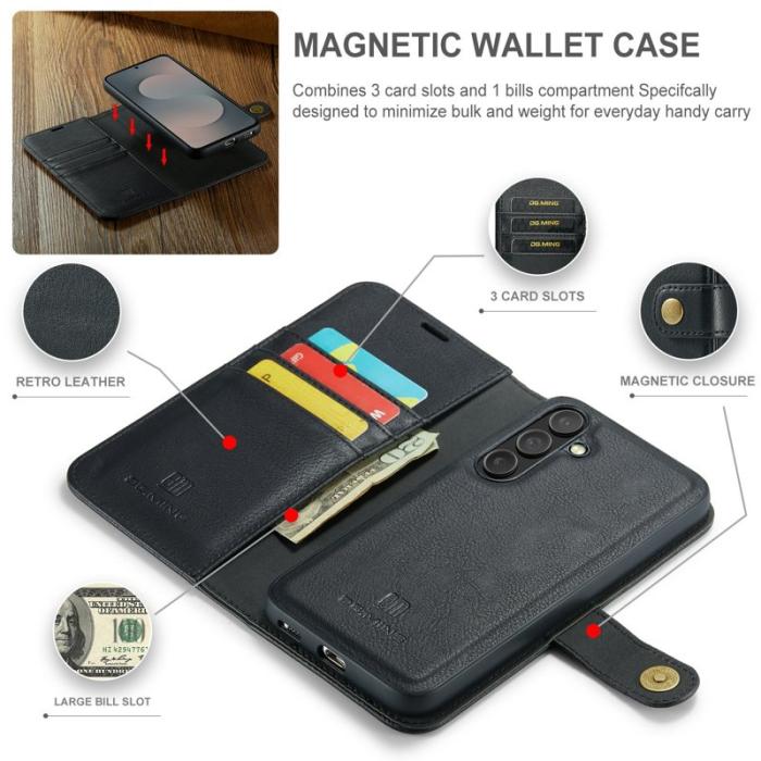 DG.MING - DG.MING Samsung Galaxy S25 FE Skal Detachable Läder Svart